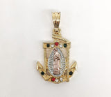 Plated Tri-Gold Virgin Mary Pendant