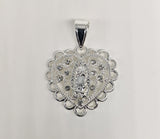 Rhodium Plated Heart with Virgin Mary Pendant