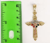 Plated Tri-Gold Cross Pendant and Figaro Chain Set