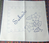 Flowers Spanish Day Names Embroidery Fabric Cloth (Flor Servilleta para Bordar)