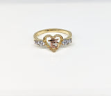 Plated Tri-Gold Heart Quincenera Ring