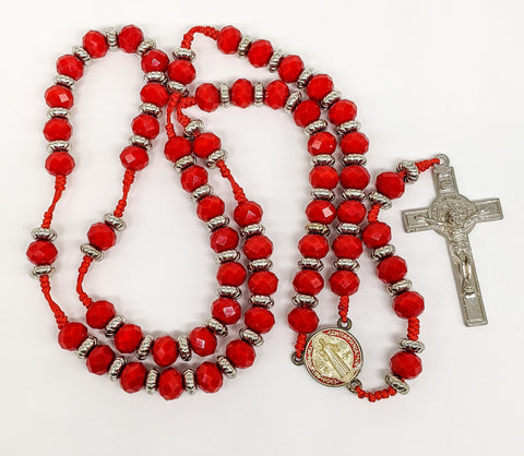 Red Beaded Saint Benedict Rosary