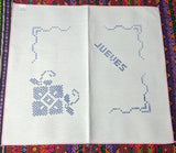 Cross Stitch Spanish Day Embroidery Fabric Cloth Punto de Cruz Servilleta Bordar