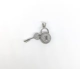 Rhodium Plated Silver Key and Lock Pendant