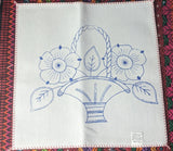 Flower Basket Embroidery Fabric Tea Cloth (Servilletero Servilleta para Bordar)