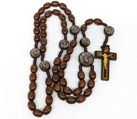 Faux Wood Virgin Mary Rosary