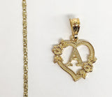 Plated Letter "A" Pendant and Star Chain Set