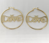 Plated "Love" Hoop Earring