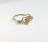 Plated Tri-Gold Heart Quincenera Ring