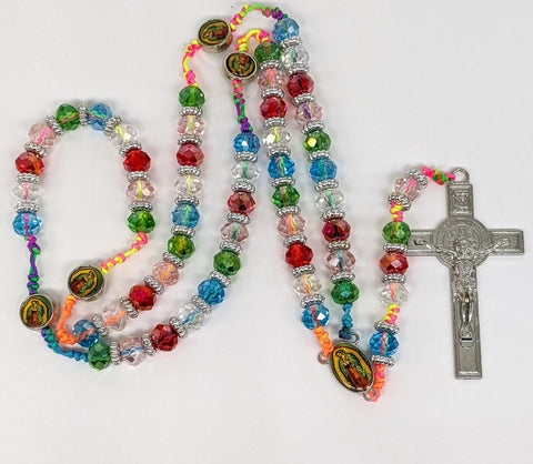 Oversized Multi Color Virgin Mary Rosary