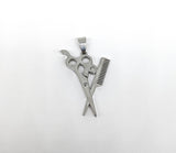 Rhodium Plated Scissors and Comb Pendant