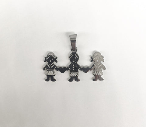 Stainless Steel Two Girl and One Boy Pendant