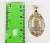 Plated Tri-Gold Virgin Mary Pendant