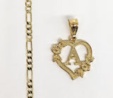 Plated Letter "A" Pendant Initial Chain Necklace Fashion Oro Letra Dije