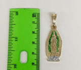 Plated Multicolor Virgin Mary Pendant and Figaro Chain Set