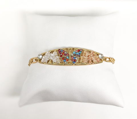 Plated Tri-Color Butterfly Bracelet
