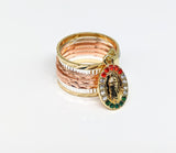 Plated Tri-Color Virgin Mary Semanario Ring