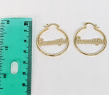 Plated "Beautiful" Hoop Earring