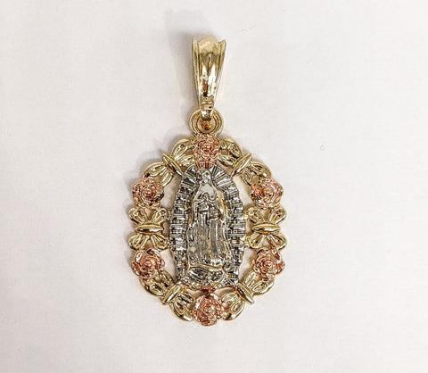 Plated Tri-Gold Virgin Mary Pendant