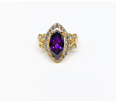 Plated Clear/Purple Stone with Butterfly Ring