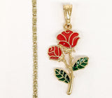 Plated Multicolor Rose Flower Pendant and Star Chain Set