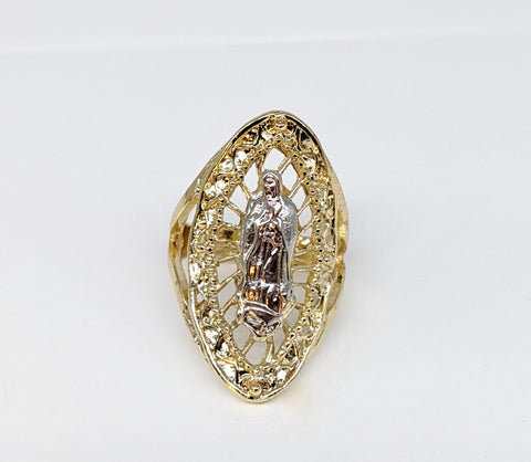Plated Tri-Gold Oval Virgin Mary Ring