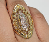 Plated Tri-Gold Oval Virgin Mary Ring