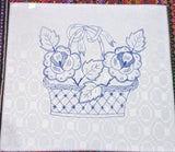 Flower Basket Embroidery Printed Fabric Tea Cloth (Labrado Servilleta Bordar)