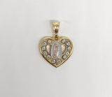 Plated Tri-Gold Heart with Virgin Mary Pendant