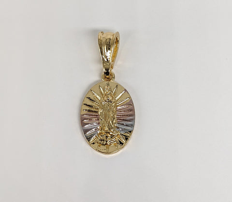 Plated Tri-Gold Virgin Mary Pendant