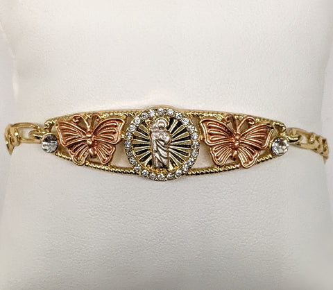Plated Tri-Gold Saint Jude with Butterfly Bracelet*