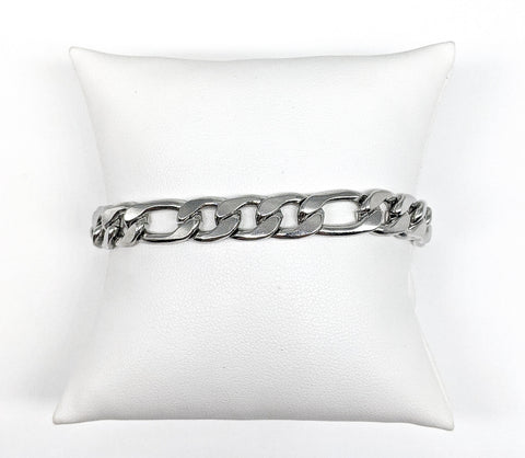 Rhodium Plated Thick Chain Bracelet