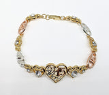 Plated Tri-Color Quince "15" Bracelet