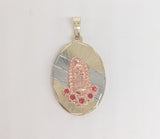 Plated Tri-Gold Virgin Mary Pendant