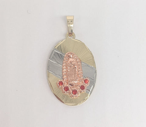 Plated Tri-Gold Virgin Mary Pendant