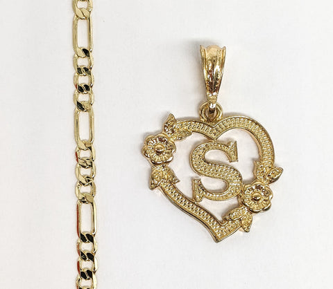 Plated Letter "S" Pendant Initial Chain Necklace Fashion Oro Letra Dije