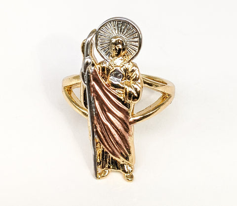 Plated Tri-Gold Saint Jude Adjustable Ring*
