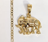 Plated Elephant Pendant and Figaro Chain Set