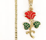 Plated Multicolor Rose Flower Pendant and Star Chain Set