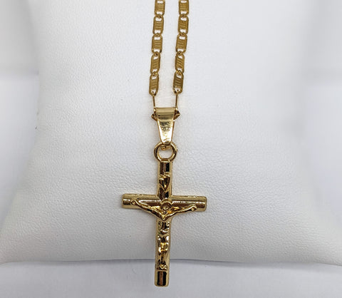 Plated Cross Pendant and Stainless Steel Chain Set