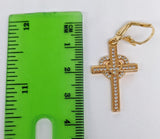 Plated Two-Tone Bling Cross Earring