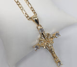 Plated Bling Cross 3mm Figaro Chain Necklace