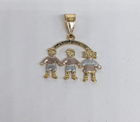 Plated Two Boys and Girl Pendant