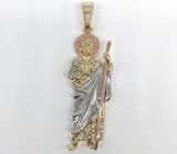 Plated Tri-Color Rose Halo Saint Jude Pendant