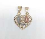 Plated Heart with Virgin Mary Pendant