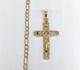 Plated Cross Pendant and Figaro 18" Chain Set