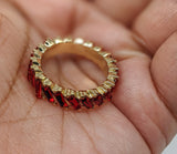 Plated Red Stone Band Ring