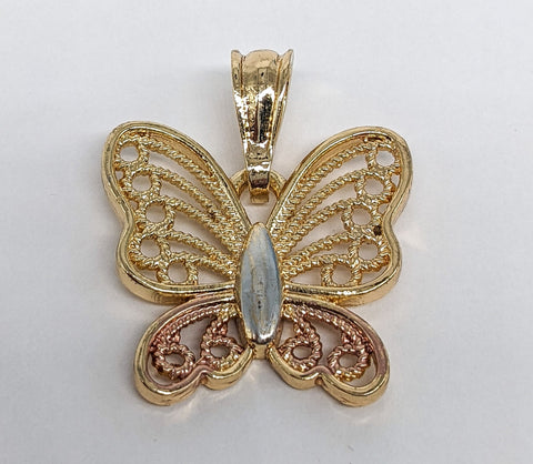 Plated Tri-Gold Butterfly Pendant