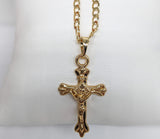 Plated Cross Pendant and Cuban Link Chain Set