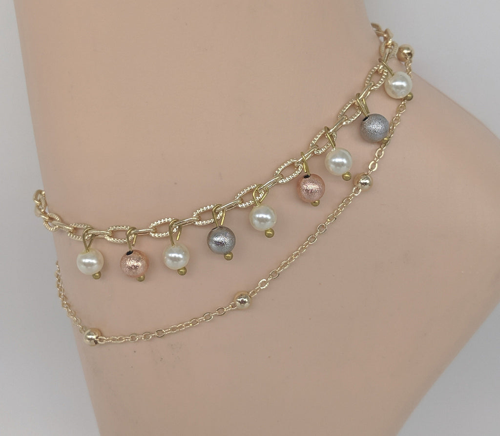 Plated Tri-Color Anklet